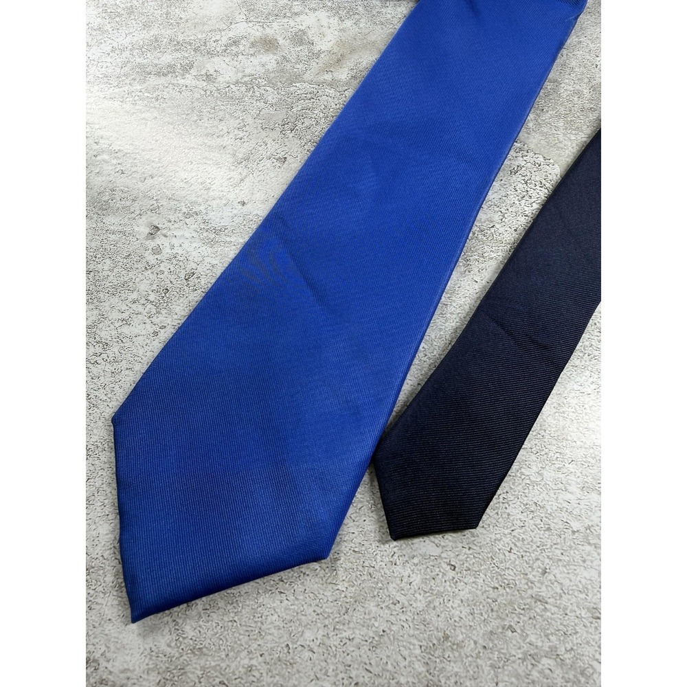 Tommy Hilfiger Tie Mens One Size Blue 100% Silk Designer Solid Logo Classic
